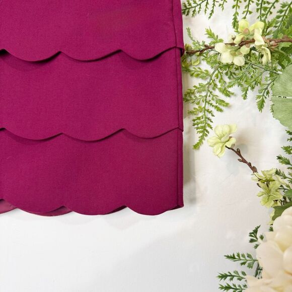 Loft scalloped tiered mini skirt magenta | size 6 - Picture 3 of 8